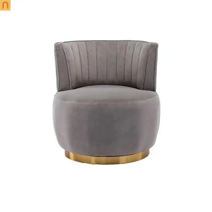 Accent Chair Barrel Swivel Velvet Gray 360 Degree 300 lb 25in