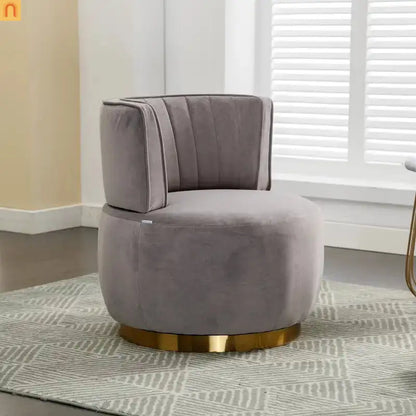Accent Chair Barrel Swivel Velvet Gray 360 Degree 300 lb 25in