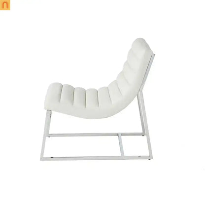 Accent Chair PU Leather White Chrome Legs Roll-Back 27in