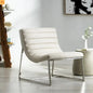 Accent Chair PU Leather White Chrome Legs Roll-Back 27in