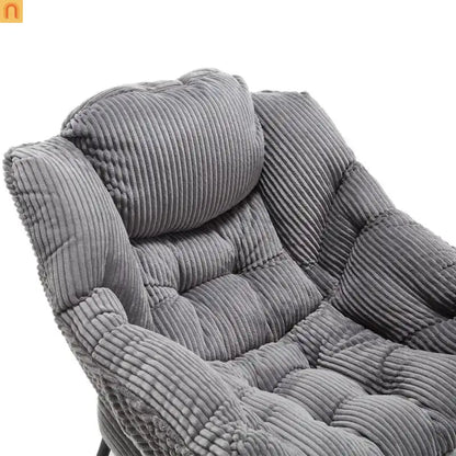 Accent Chair Lounge Gray Flannelette with Ottoman and Side Pocket