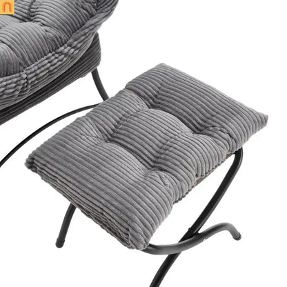 Accent Chair Lounge Gray Flannelette with Ottoman and Side Pocket