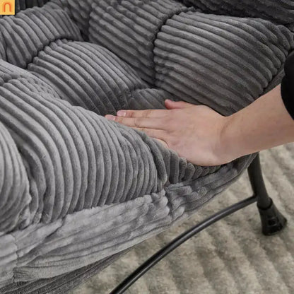 Accent Chair Lounge Gray Flannelette with Ottoman and Side Pocket