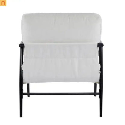Accent Chair Modern Metal Frame Wood Armrests Beige Foam 27in
