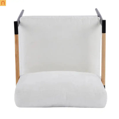 Accent Chair Modern Metal Frame Wood Armrests Beige Foam 27in
