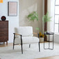 Accent Chair Modern Metal Frame Wood Armrests Beige Foam 27in