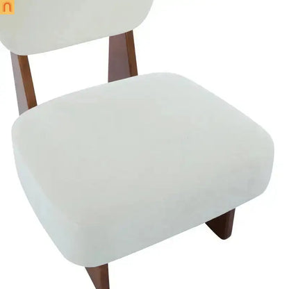 Accent Chair Modern Minimalist Polyester Beige Set of 2 Walnut Base