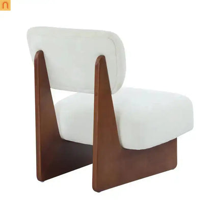 Accent Chair Modern Minimalist Polyester Beige Set of 2 Walnut Base