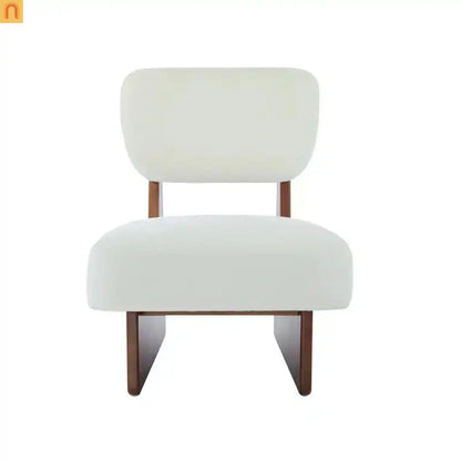 Accent Chair Modern Minimalist Polyester Beige Set of 2 Walnut Base