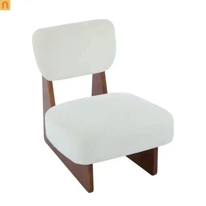 Accent Chair Modern Minimalist Polyester Beige Set of 2 Walnut Base
