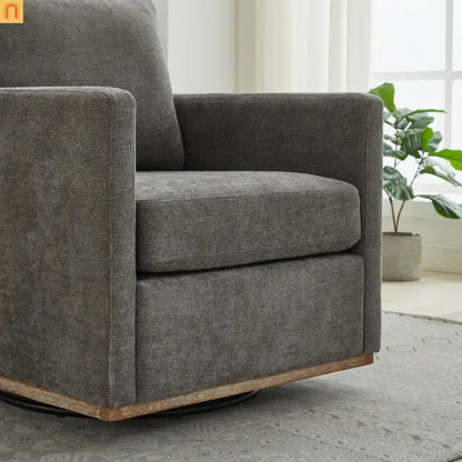 Accent Chair Square Swivel Chenille Charcoal 360 Degree 300 lb 30in