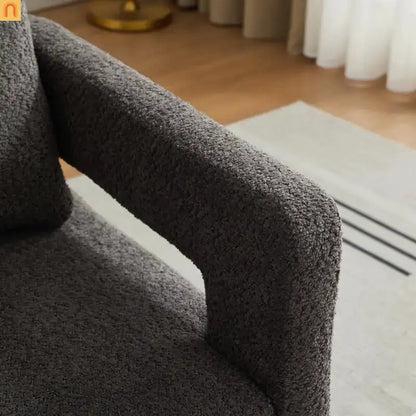 Accent Chair Square Swivel Boucle Charcoal 360 Removable Cushion