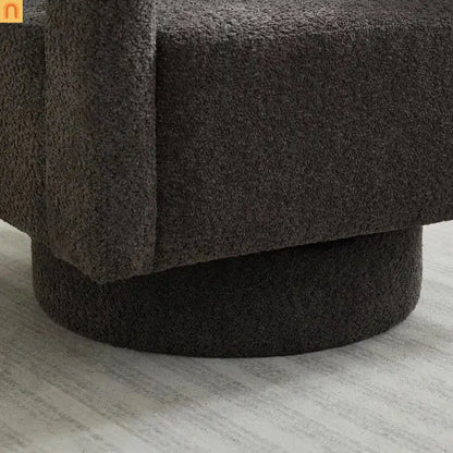 Accent Chair Square Swivel Boucle Charcoal 360 Removable Cushion
