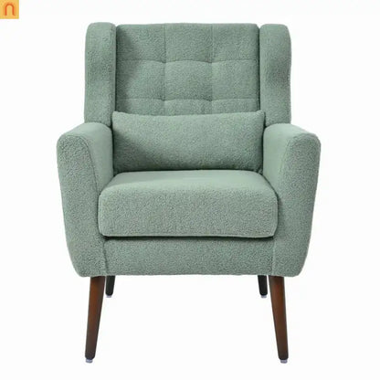 Accent Chair Modern Teddy Fabric Light Green Rubberwood 275 lb 28in