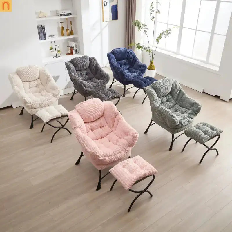 Accent Chair Lounge Flannelette Pink with Ottoman Steel Frame 250 lb