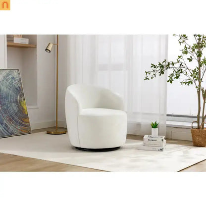 Accent Chair Barrel Swivel Chenille Ivory 360 Degree 250 lb 25in