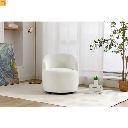 Accent Chair Barrel Swivel Chenille Ivory 360 Degree 250 lb 25in