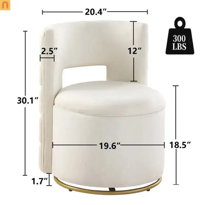 Accent Chair Swivel Velvet White Side Storage 360 Degree 220 lb 20in
