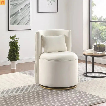 Accent Chair Swivel Velvet White Side Storage 360 Degree 220 lb 20in