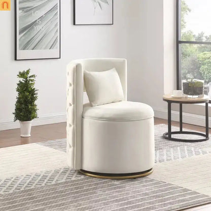 Accent Chair Swivel Velvet White Side Storage 360 Degree 220 lb 20in