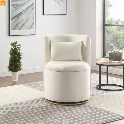 Accent Chair Swivel Velvet White Side Storage 360 Degree 220 lb 20in