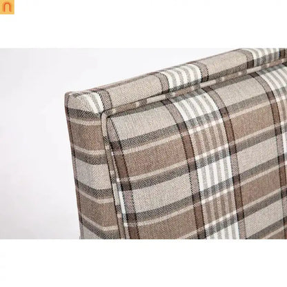 Accent Chair Vintage Linen Striped Nailhead Trim Wood Legs