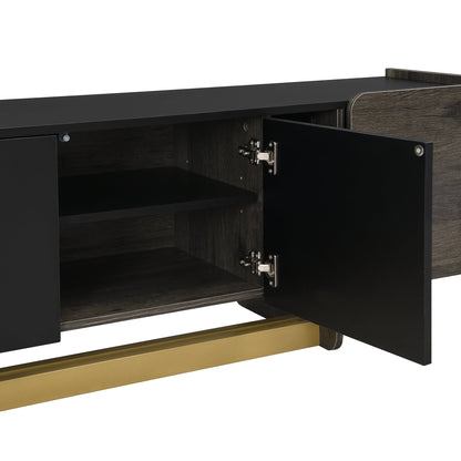 TV Stand and Coffee Table Set 2-Piece White Gold MDF Metal Legs Fits Large TV