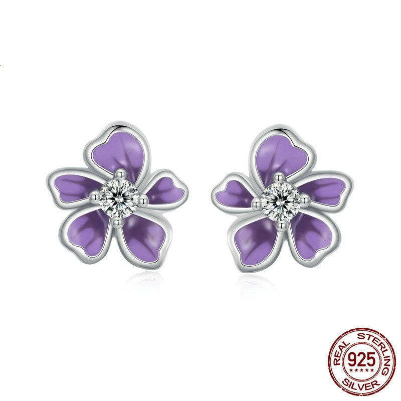 S925 Sterling Silver Small Flower Stud Earrings