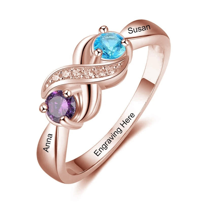 12th Birthday Stone Love Heart Ring Female