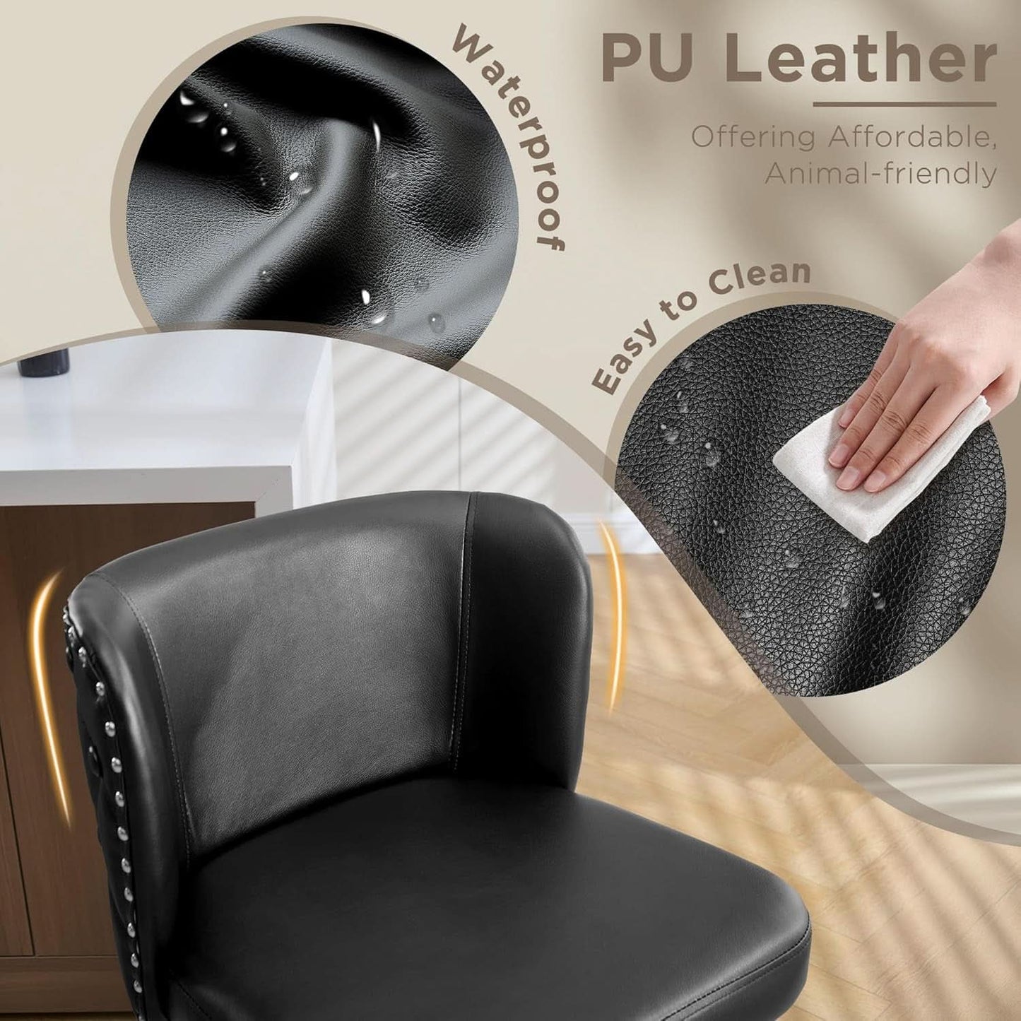 Swivel Bar Stool Set of Three with Faux Leather