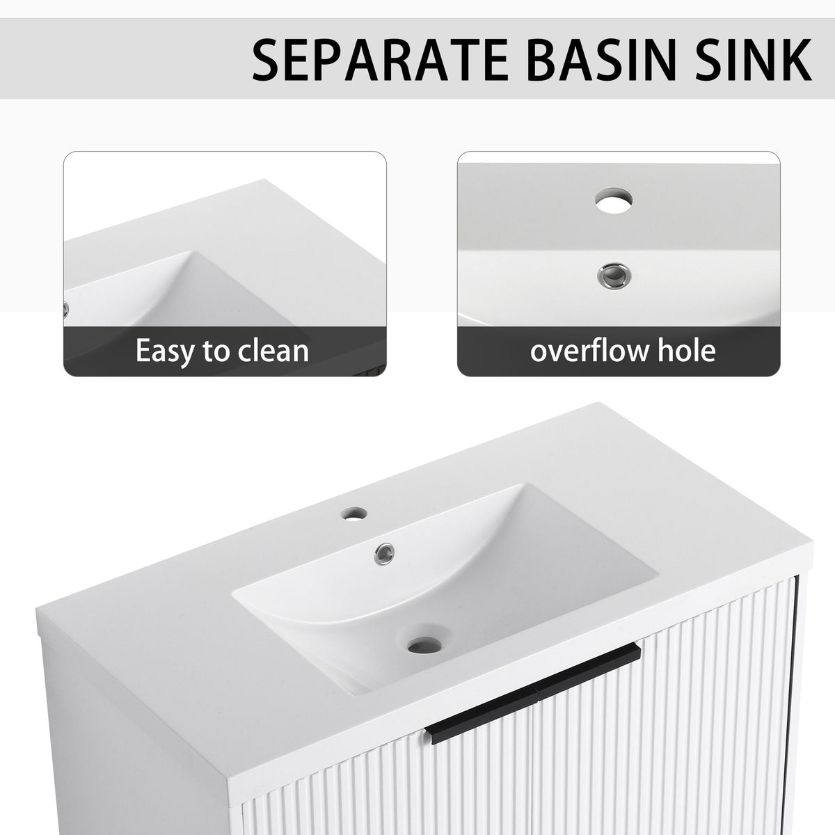Contemporary Wall Mounted Bathroom Vanity With Resin Double Sink