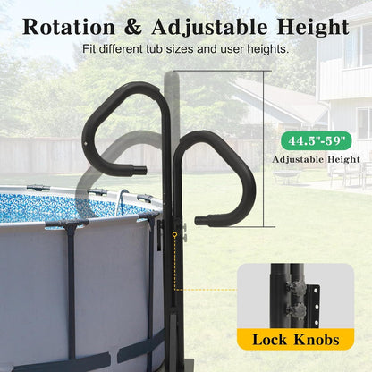 Two-Way Hot Tub Handrail, Aluminum Spa Hand Rail 44''-60'' Adjustable 600 LBS Capacity