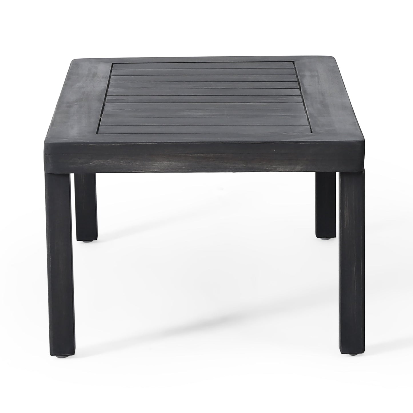 Outdoor Patio Set Acacia Wood Gray 2 Piece Loveseat Coffee Table Cushions