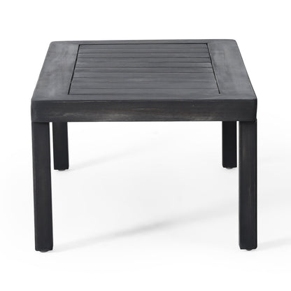 Outdoor Patio Set Acacia Wood Gray 2 Piece Loveseat Coffee Table Cushions