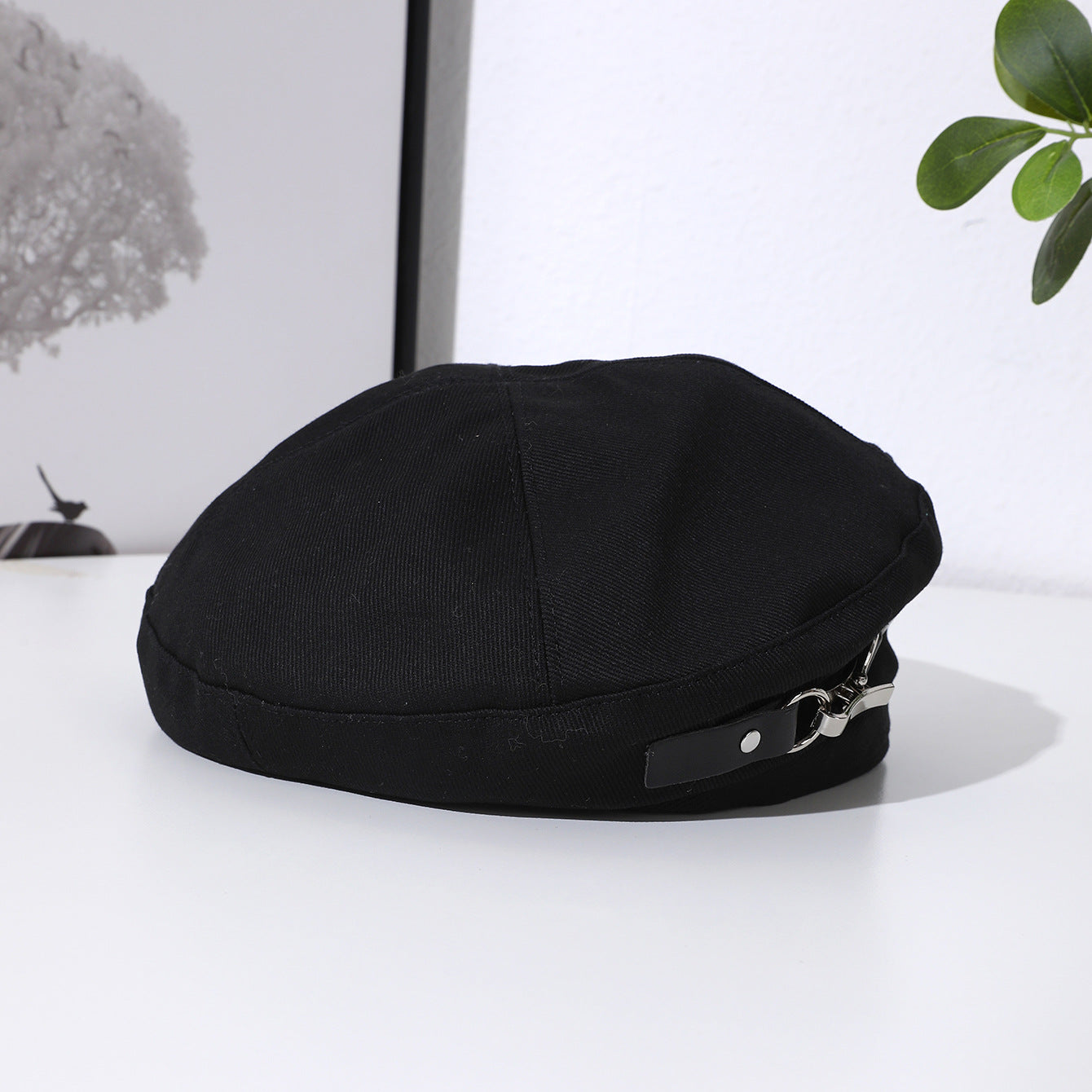 Punk Dark-themed Metal Round Ring Belt Buckle, Four-corner Fedora Hat, Tomboyish Streetwear, Casual And Versatile Hat