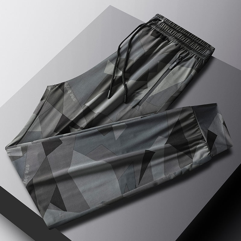 Summer Camouflage Loose-Fit Plus-Size Stretch Quick-Dry Sports-Casual Mens Ankle-Tightening Trousers
