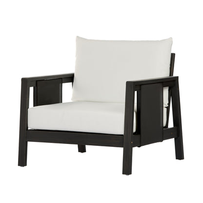 Outdoor Sofa Set Acacia Wood Textilene 4 Piece Gray White Seats 4