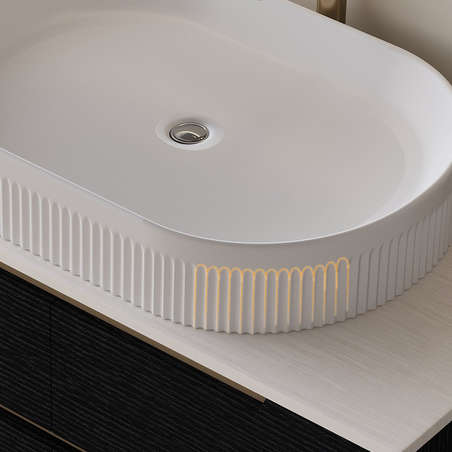 36 inch Bathroom Vanity, Freestanding or Wall Mounted with Ceramic Integrated...