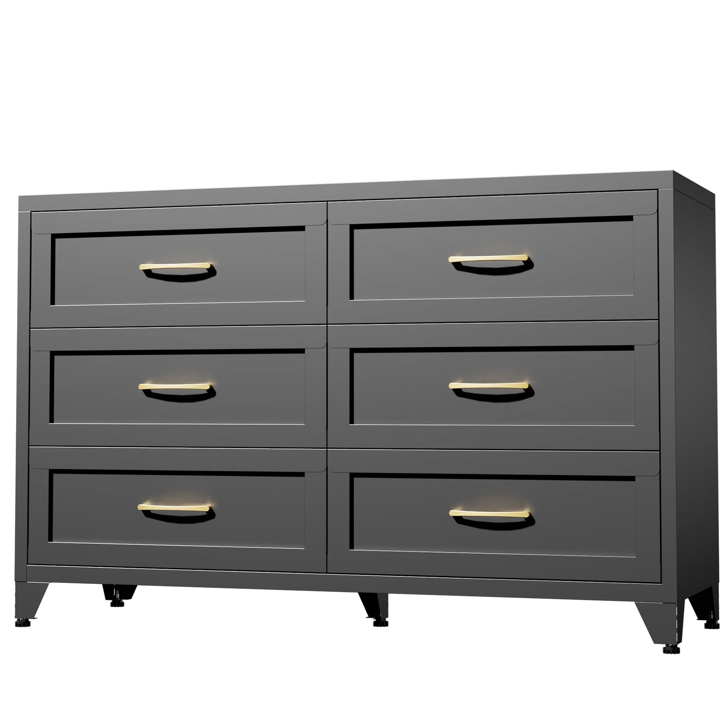 Dresser 6-Drawer Black Steel Smooth-Glide Powder Coat 47.3x15.8x30 In