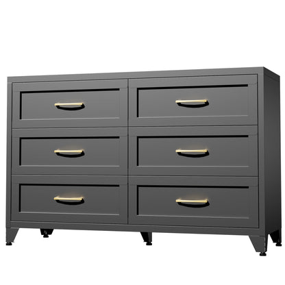 Dresser 6-Drawer Black Steel Smooth-Glide Powder Coat 47.3x15.8x30 In