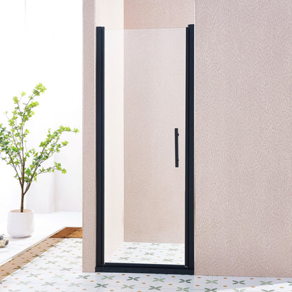 30-31.5in W x 75in H Pivot Single Swing Shower Door, Matte Black, 6mm Glass
