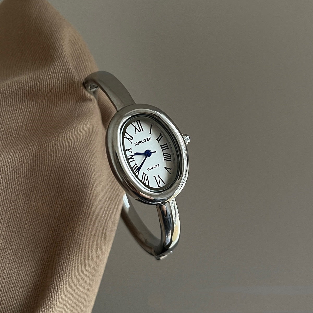 Women's Oval Roman-Numeral Bracelet Watch
