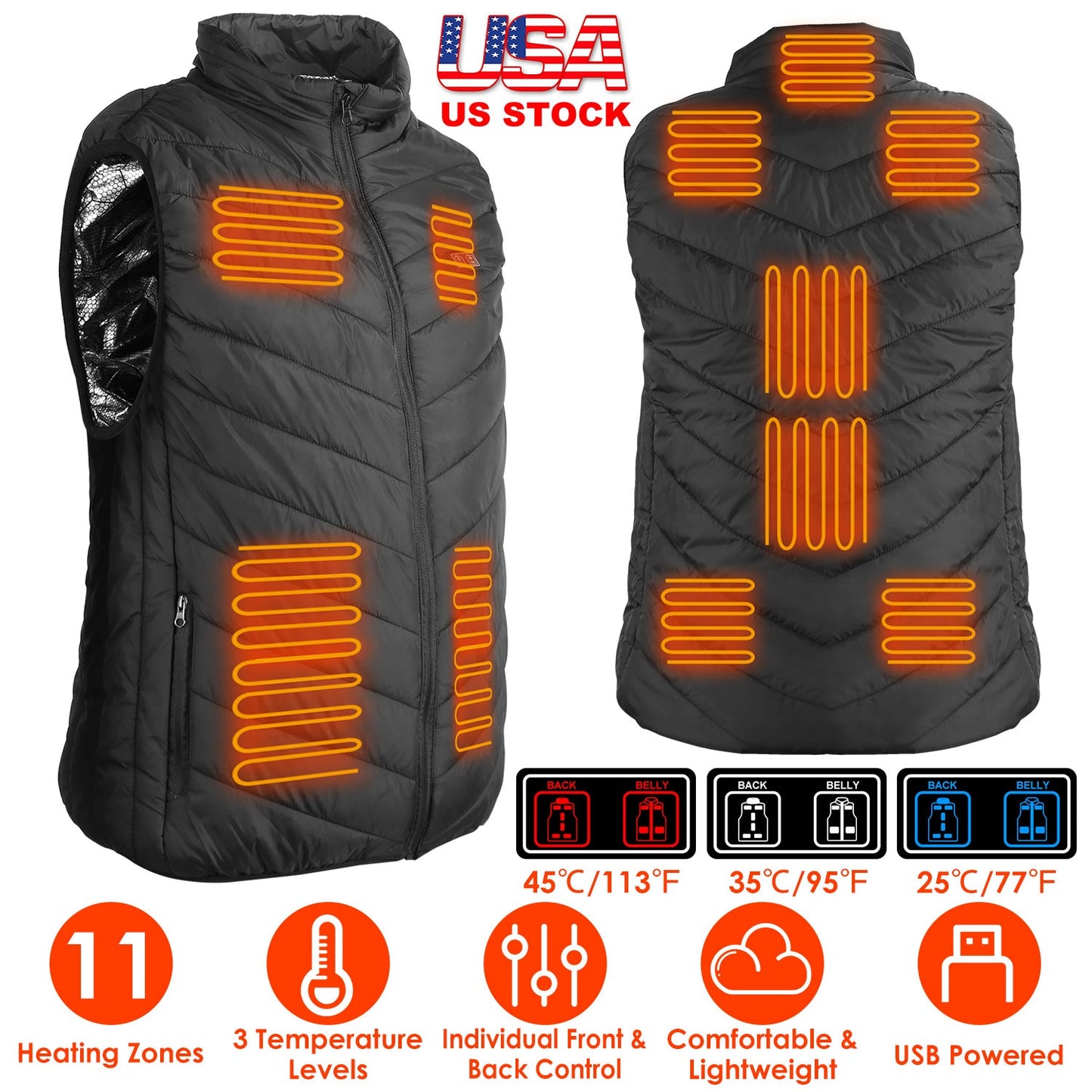 GBruno Heated Vest Electric USB