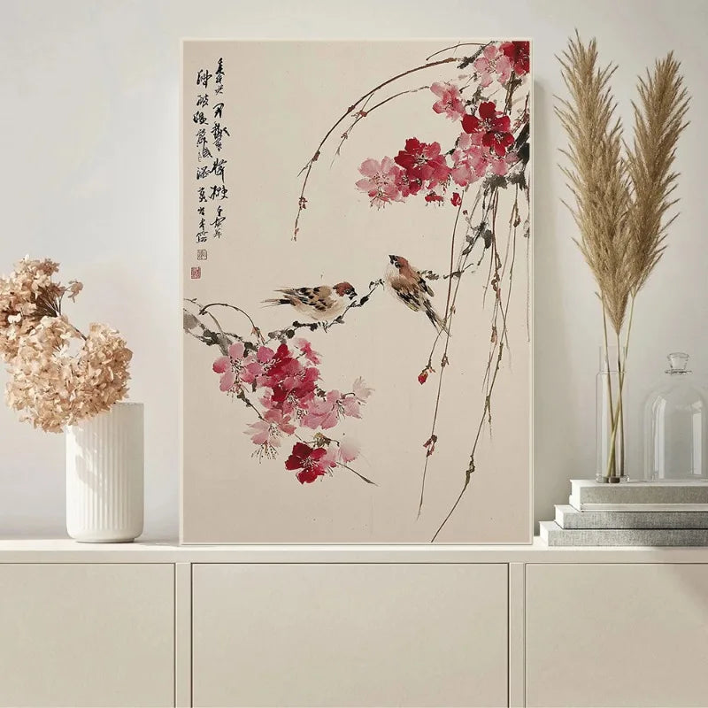 Japanese Traditional Asian Landscape Poster Retro Ukiyo-e Zen Ink Mountain Scenery Canvas Painting Wall Art for Room Home Decor