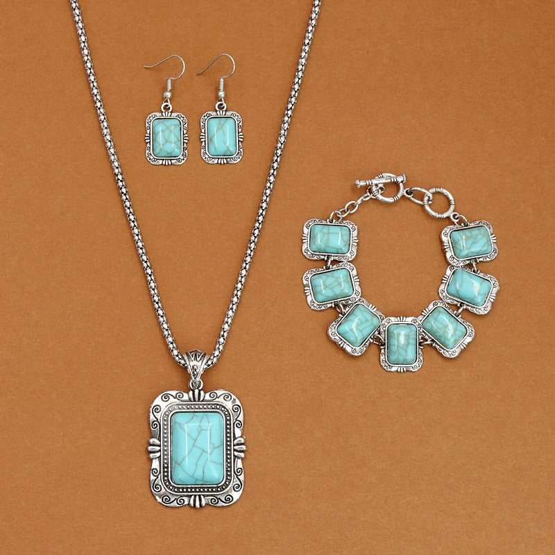 European And American Ethnic Bohemian Turquoise Necklace For Women