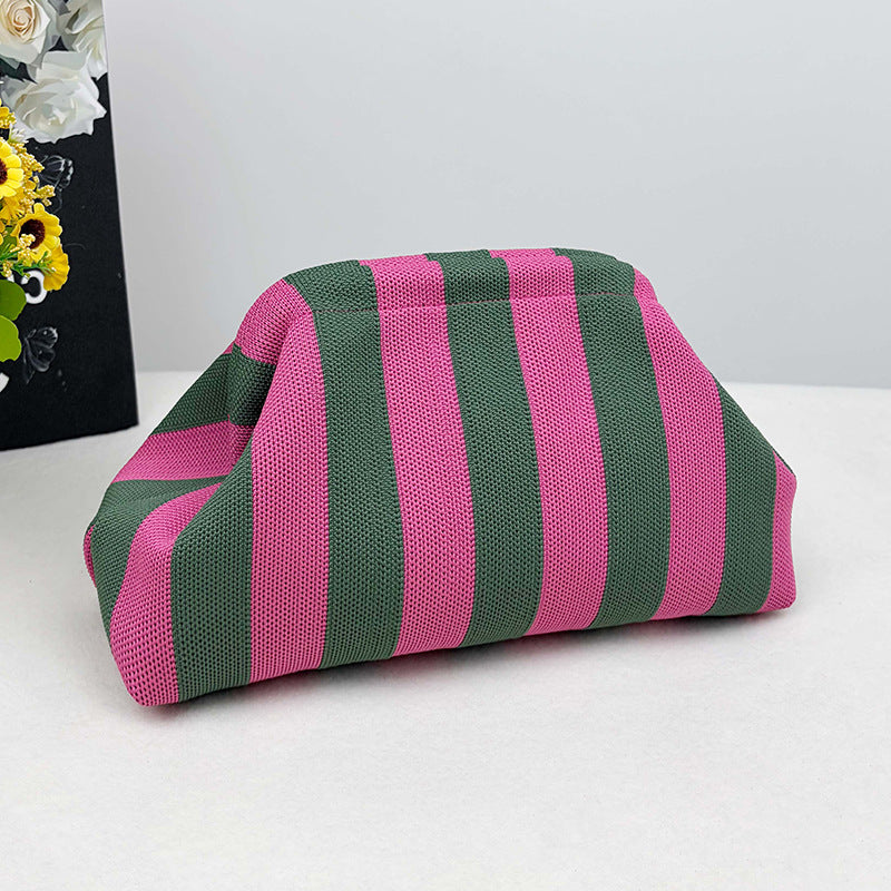 Womens Knitted Bag Striped Clutch