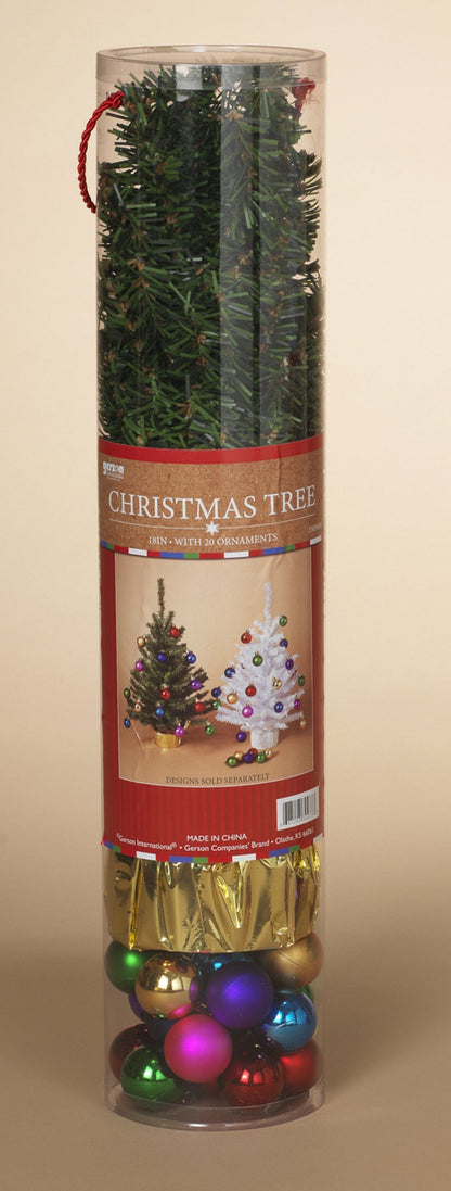 18 Inch Christmas Tree with 20 Ornaments - Green