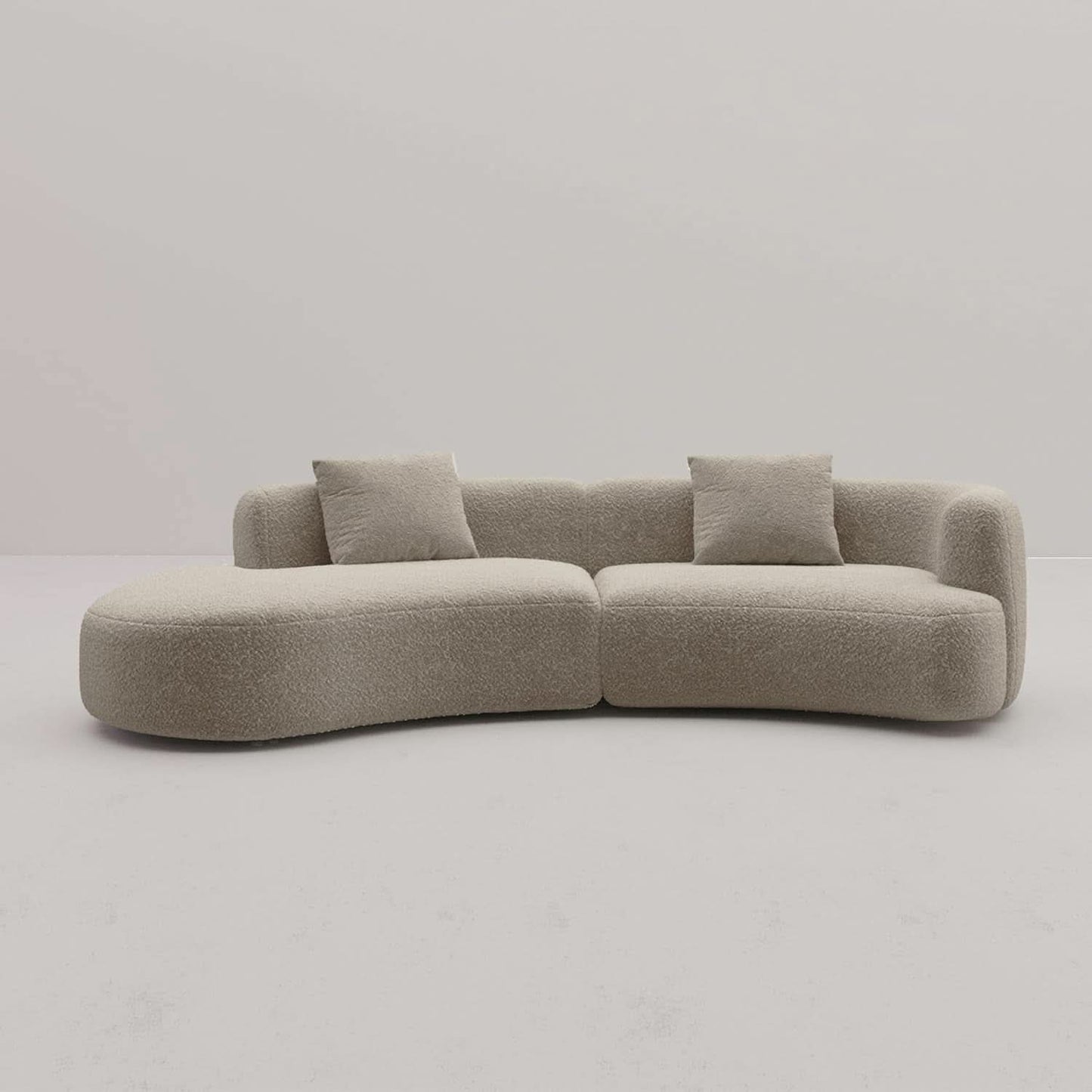 Light Coffee Curved Sectional Sofa For Living Room