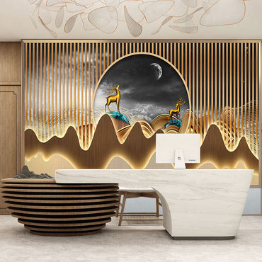 Luxury Chinese Silk Cloth Office Wallpaper Mock Partition