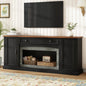 TV Stand Modern Walnut Top Gray Brick MDF Sliding Door Fits 70 In TV 66.9 In